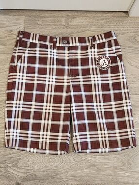 Loudmouth University of Alabama Plaid Golf Shorts - Size 36x10 - Crimson & White